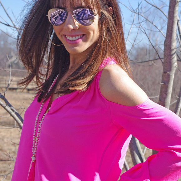 Lilly Pulitzer Elsa Top Sunny Shoulder Tiki Pink Size XXS - Picture 4 of 7